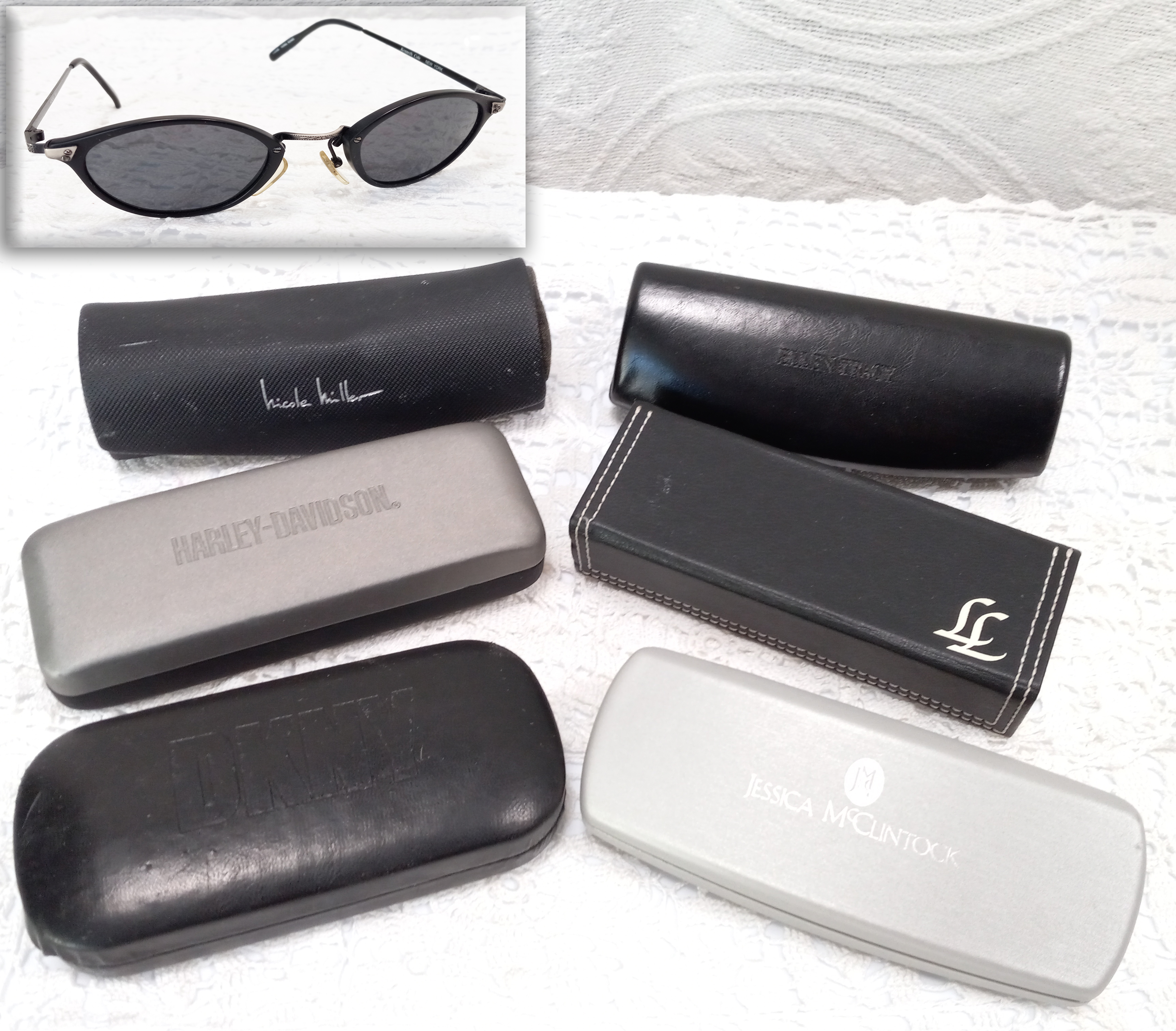 6 Eyeglass Cases  Kenneth Cole Sunglasses Lisa Loeb Harley Davidson Ellen Tracy